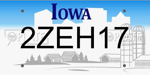 2ZEH17 Iowa License Plate