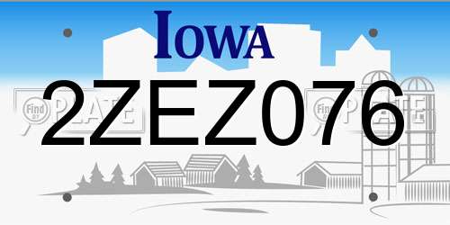 2ZEZ076 Iowa License Plate