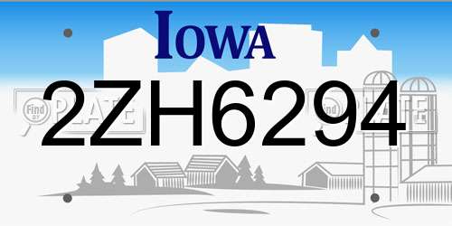 2ZH6294 Iowa License Plate
