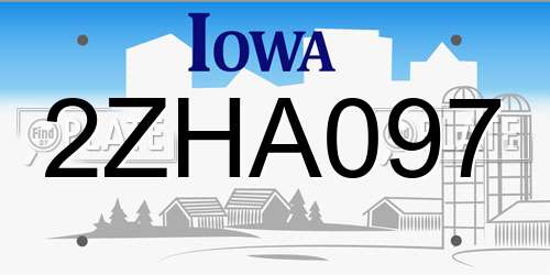 2ZHA097 Iowa License Plate