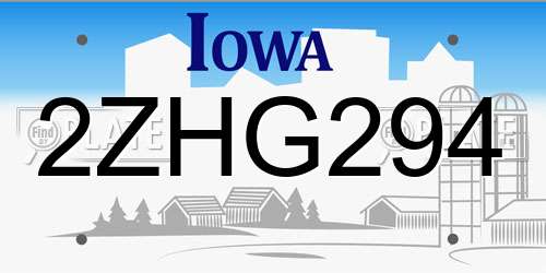 2ZHG294 Iowa License Plate