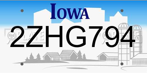 2ZHG794 Iowa License Plate