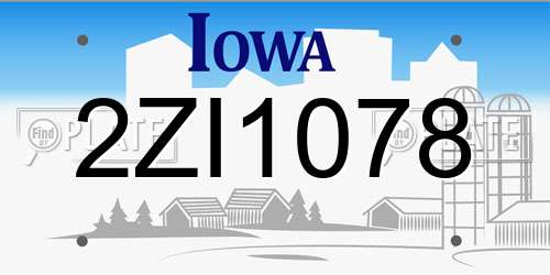 2ZI1078 Iowa License Plate
