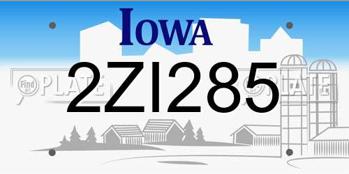 2ZI285 Iowa License Plate