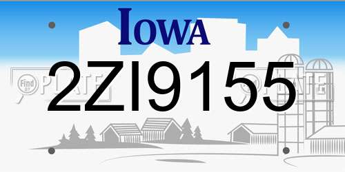 2ZI9155 Iowa License Plate
