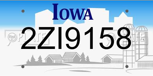 2ZI9158 Iowa License Plate