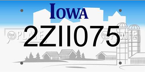 2ZII075 Iowa License Plate