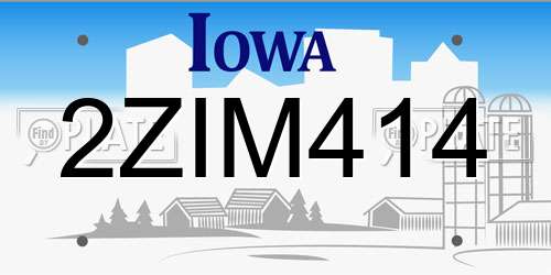 2ZIM414 Iowa License Plate