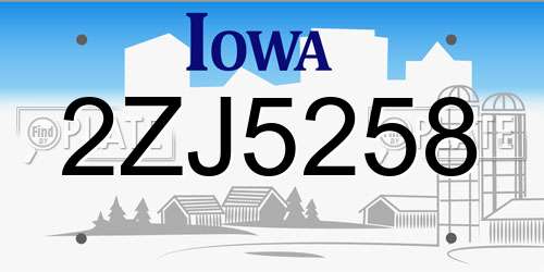 2ZJ5258 Iowa License Plate