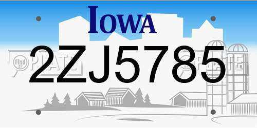 2ZJ5785 Iowa License Plate