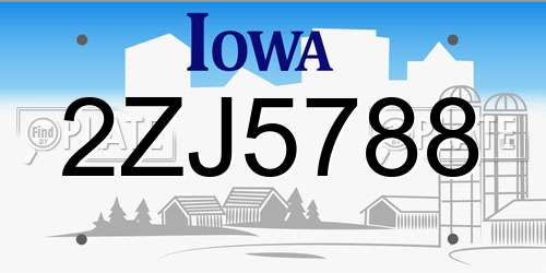 2ZJ5788 Iowa License Plate