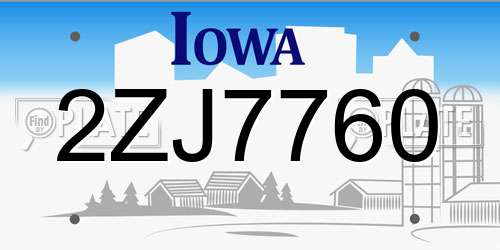 2ZJ7760 Iowa License Plate