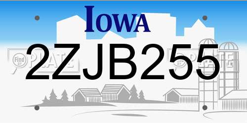 2ZJB255 Iowa License Plate