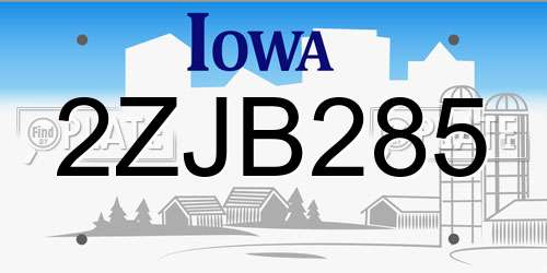 2ZJB285 Iowa License Plate