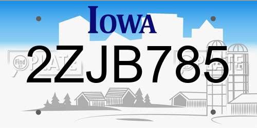 2ZJB785 Iowa License Plate