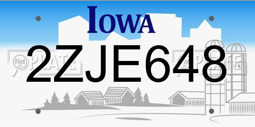 2ZJE648 Iowa License Plate