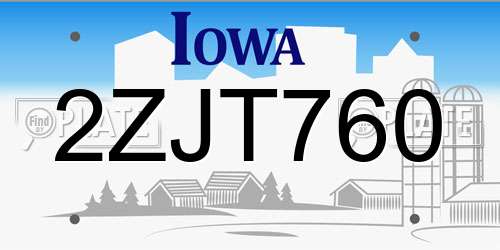 2ZJT760 Iowa License Plate
