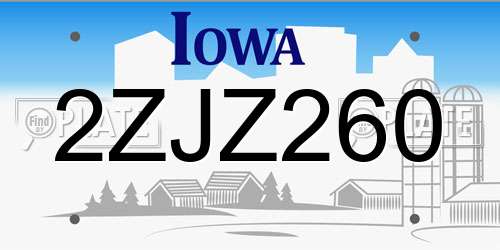 2ZJZ260 Iowa License Plate