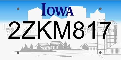 2ZKM817 Iowa License Plate