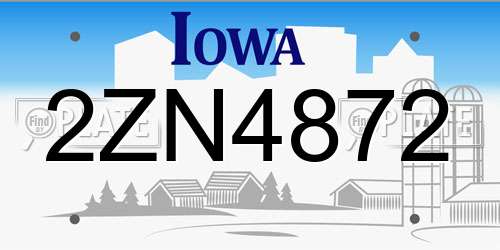 2ZN4872 Iowa License Plate