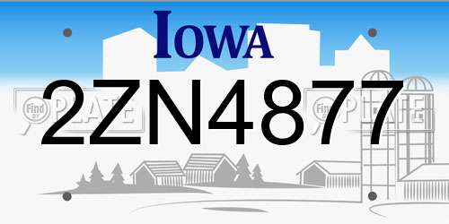 2ZN4877 Iowa License Plate