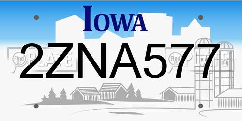 2ZNA577 Iowa License Plate
