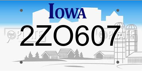 2ZO607 Iowa License Plate