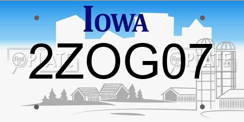 2ZOG07 Iowa License Plate