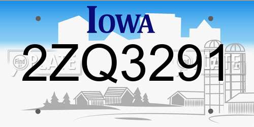 2ZQ3291 Iowa License Plate