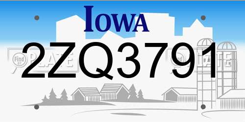 2ZQ3791 Iowa License Plate