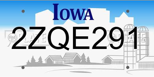 2ZQE291 Iowa License Plate