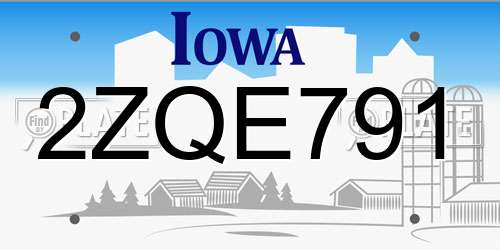 2ZQE791 Iowa License Plate