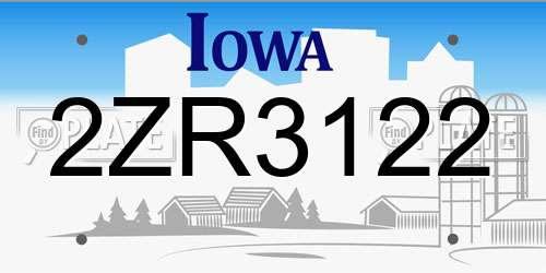 2ZR3122 Iowa License Plate