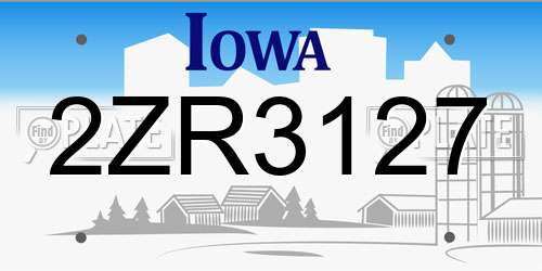 2ZR3127 Iowa License Plate