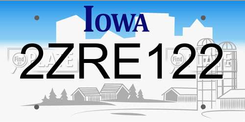 2ZRE122 Iowa License Plate