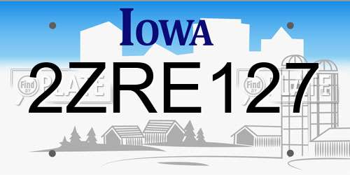 2ZRE127 Iowa License Plate
