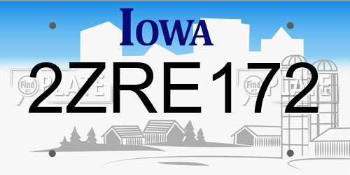 2ZRE172 Iowa License Plate