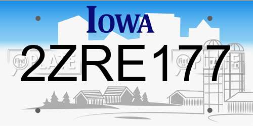 2ZRE177 Iowa License Plate