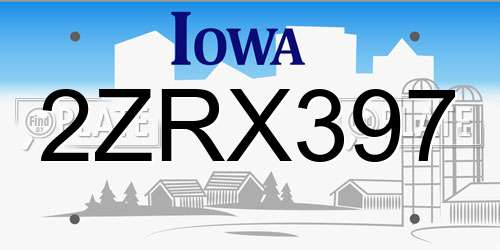 2ZRX397 Iowa License Plate
