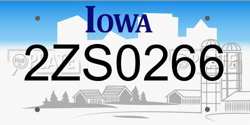 2ZS0266 Iowa License Plate