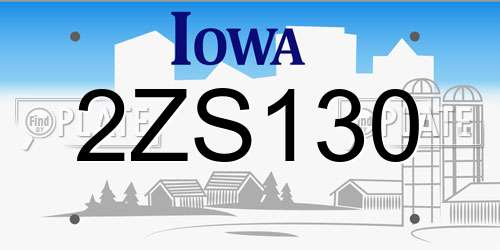 2ZS130 Iowa License Plate