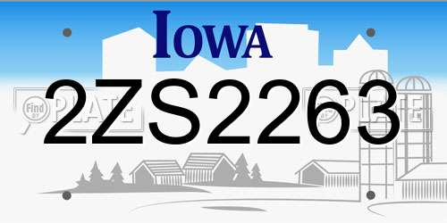 2ZS2263 Iowa License Plate