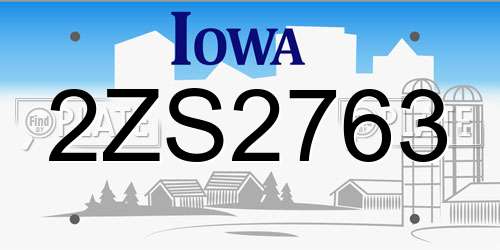 2ZS2763 Iowa License Plate