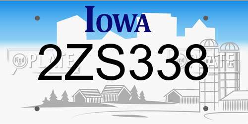 2ZS338 Iowa License Plate