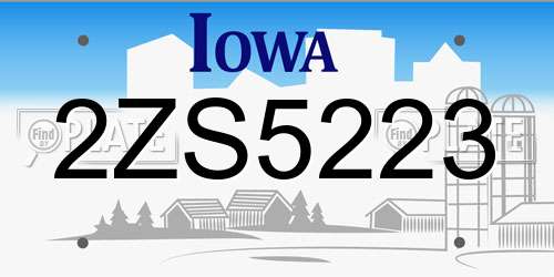 2ZS5223 Iowa License Plate
