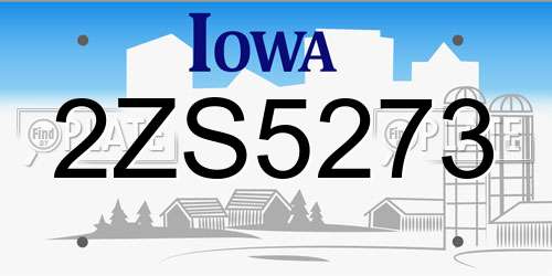2ZS5273 Iowa License Plate
