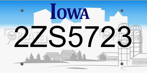 2ZS5723 Iowa License Plate