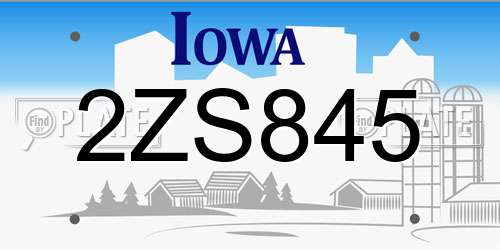 2ZS845 Iowa License Plate