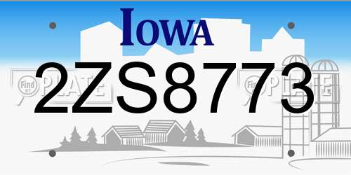 2ZS8773 Iowa License Plate