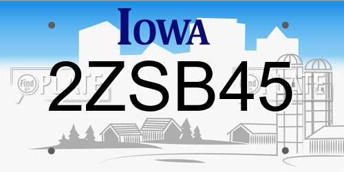 2ZSB45 Iowa License Plate